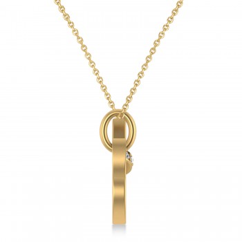 Diamond Puppy Dog Animal Lover Pendant Necklace 14K Yellow Gold (0.04ct)