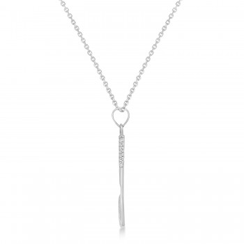 Tennis Racquet Pendant Necklace 14K White Gold