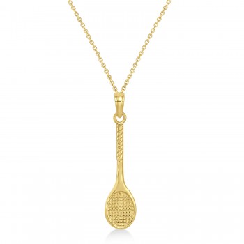 Tennis Racket Pendant Necklace 14K Yellow Gold