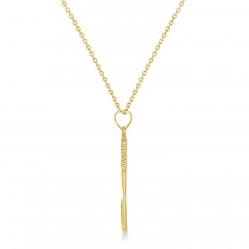 Tennis Racquet Pendant Necklace 14K Yellow Gold