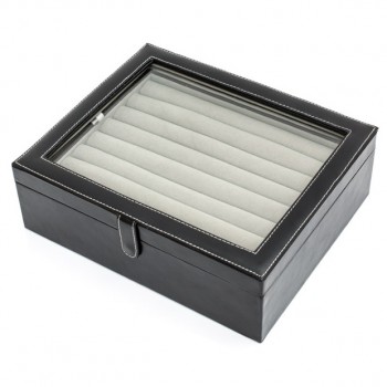 Seventy-two Pair Cufflinks Storage Case Black Oak Wood