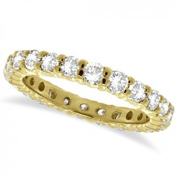 Custom-Made Custom-Made Diamond Eternity Ring Wedding Band with single Aquamarine 14k Yellow Gold (1.07ctw)