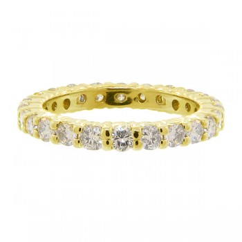 Custom-Made Custom-Made Diamond Eternity Ring Wedding Band with single Aquamarine 14k Yellow Gold (1.07ctw)