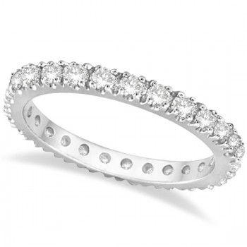 Custom-Made Diamond and Garnet Eternity Wedding Ring Band 14K White Gold (0.51ctw)