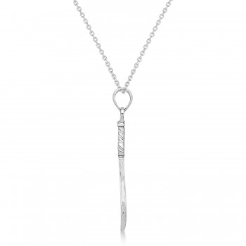 Tennis Racquet Charm Pendant Necklace 14K White Gold