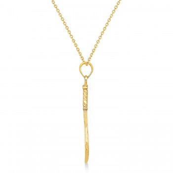 Tennis Racket Charm Pendant Necklace 14K Yellow Gold