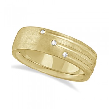 Mens Shooting Star Diamond Wedding Ring Band 14k Yellow Gold (0.15ct)