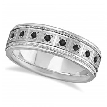 Black Diamond Ring for Men Wedding Band in Palladium (0.40ct)