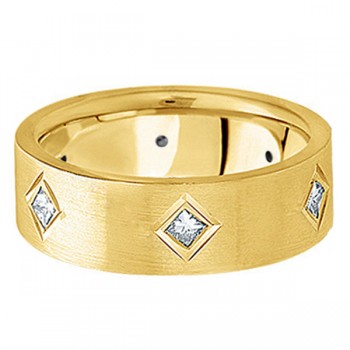 Princess Cut Diamond Wedding Band in 14k Yellow Gold (0.60 ctw)