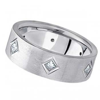 Princess Cut Diamond Wedding Band in Platinum (0.60 ctw)