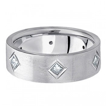 Princess Cut Diamond Wedding Band in Platinum (0.60 ctw)