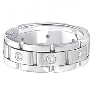 Mens Wide Band Diamond Eternity Wedding Ring 18kt White Gold (0.40ct)