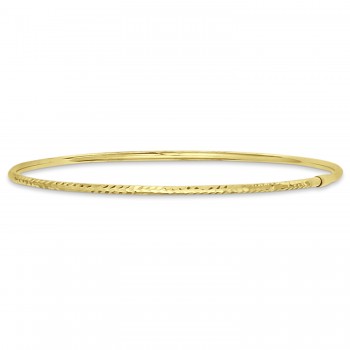 Diamond-Cut Slip On Stackable Bangle Bracelet 14k Yellow Gold