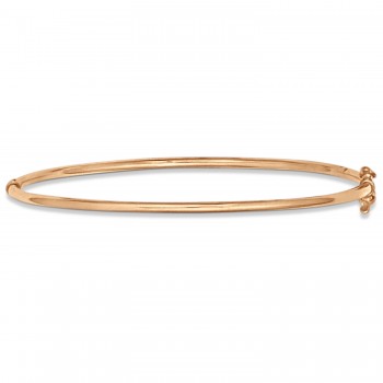 Hinged Stackable Bangle Bracelet Plain Metal 14k Rose Gold