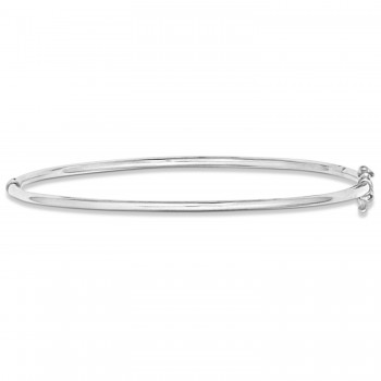 Hinged Stackable Bangle Bracelet Plain Metal 14k White Gold