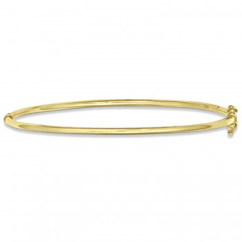 Hinged Stackable Bangle Bracelet Plain Metal 14k Yellow Gold