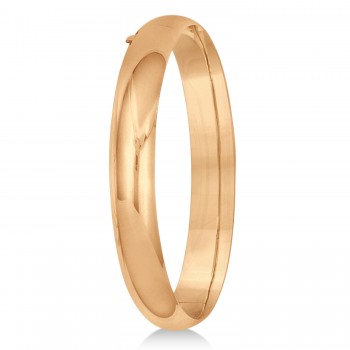 High Polished Hinged Stackable Wide Bangle Bracelet 14k Rose Gold