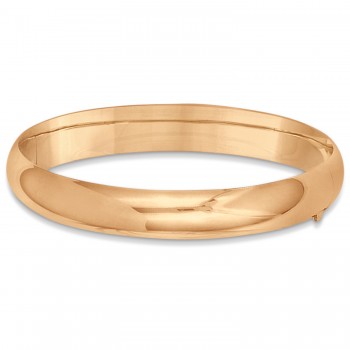 High Polished Hinged Stackable Wide Bangle Bracelet 14k Rose Gold