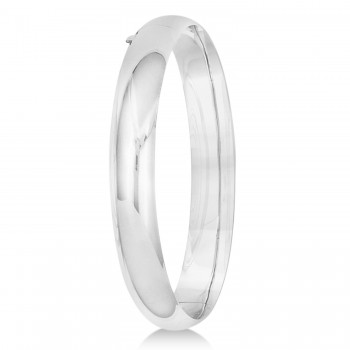 High Polished Hinged Stackable Wide Bangle Bracelet 14k White Gold