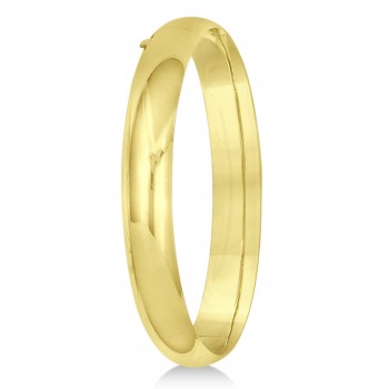 High Polished Hinged Stackable Wide Bangle Bracelet 14k Yellow Gold