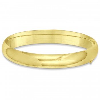 High Polished Hinged Stackable Wide Bangle Bracelet 14k Yellow Gold