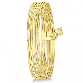 Diamond-Cut Slip-On Seven Bangle Bracelets 14k Yellow Gold