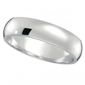 Dome Comfort Fit Wedding Ring Band 14k White Gold (5mm)