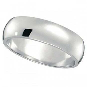 Dome Comfort Fit Wedding Ring Band 14k White Gold (6mm)