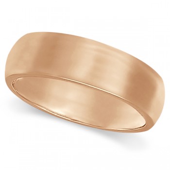 Dome Comfort Fit Wedding Ring Band 18k Rose Gold (6mm)