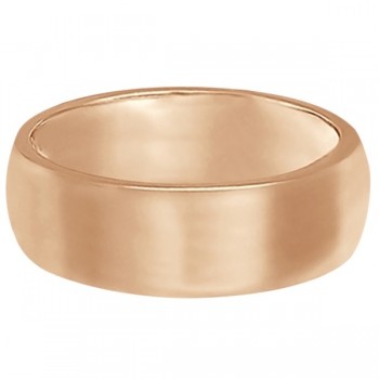 Dome Comfort Fit Wedding Ring Band 14k Rose Gold (7mm)