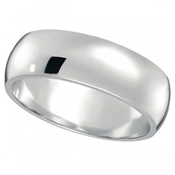 Dome Comfort Fit Wedding Ring Band 14k White Gold (7mm)