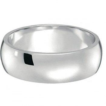 Dome Comfort Fit Wedding Ring Band 14k White Gold (7mm)