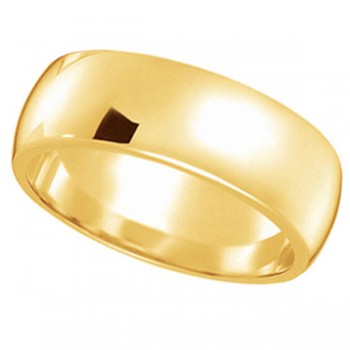 Dome Comfort Fit Wedding Ring Band 14k Yellow Gold (7mm)