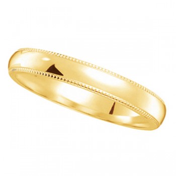 Milgrain Dome Comfort-Fit Thin Wedding Ring Band 14k Yellow Gold (2mm)
