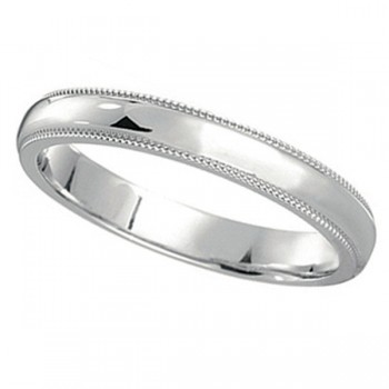 Milgrain Dome Comfort-Fit Thin Wedding Ring Band Palladium (2mm)