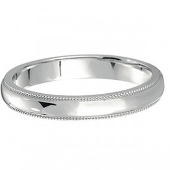 Milgrain Dome Comfort-Fit Thin Wedding Ring Band Palladium (2mm)