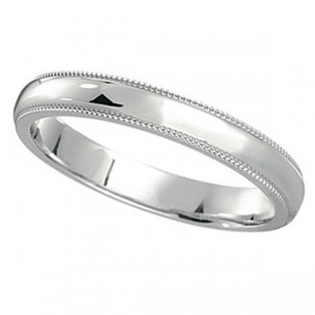 Milgrain Dome Comfort-Fit Thin Wedding Ring Band Platinum (2mm)