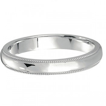 Milgrain Dome Comfort-Fit Thin Wedding Ring Band Platinum (2mm)