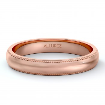 Milgrain Dome Comfort-Fit Thin Wedding Ring Band 14k Rose Gold (3mm)