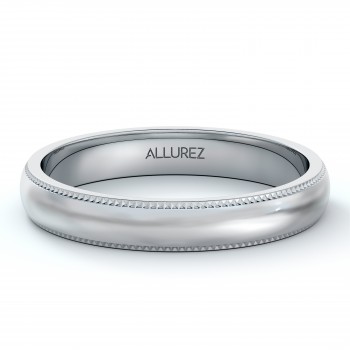 Milgrain Dome Comfort-Fit Thin Wedding Ring Band 14k White Gold (3mm)