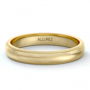 Milgrain Dome Comfort-Fit Thin Wedding Ring Band 14k Yellow Gold (3mm)