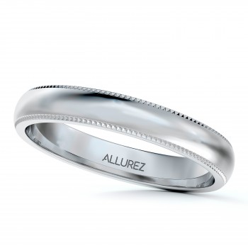 Milgrain Dome Comfort-Fit Thin Wedding Ring Band Palladium (3mm)