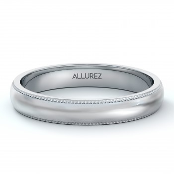 Milgrain Dome Comfort-Fit Thin Wedding Ring Band Platinum (3mm)