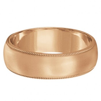 Men's Wedding Band Dome Comfort-Fit Milgrain 14k Rose Gold (5 mm)