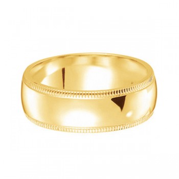 Men's Wedding Ring Dome Comfort-Fit Milgrain 18k Yellow Gold (5 mm)