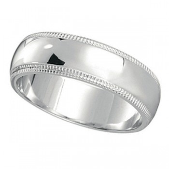 Men's Wedding Band Dome Comfort-Fit Milgrain 950 Palladium (5 mm)