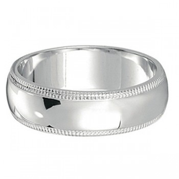 Men's Wedding Band Dome Comfort-Fit Milgrain 950 Platinum (5 mm)