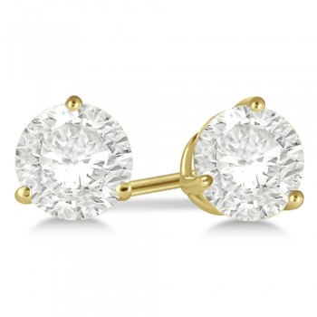 Round Diamond Stud Earrings 3-Prong Martini Setting In 18K Yellow Gold