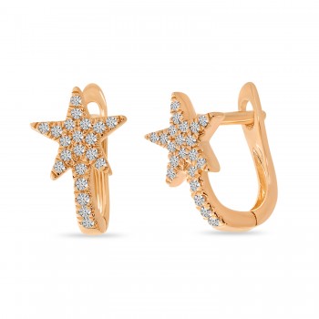 Diamond Shooting Star Huggie Earrings 14K Rose Gold (0.12ct)