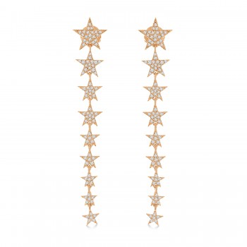 Diamond Star Long Earrings 14K Rose Gold (0.46ct)